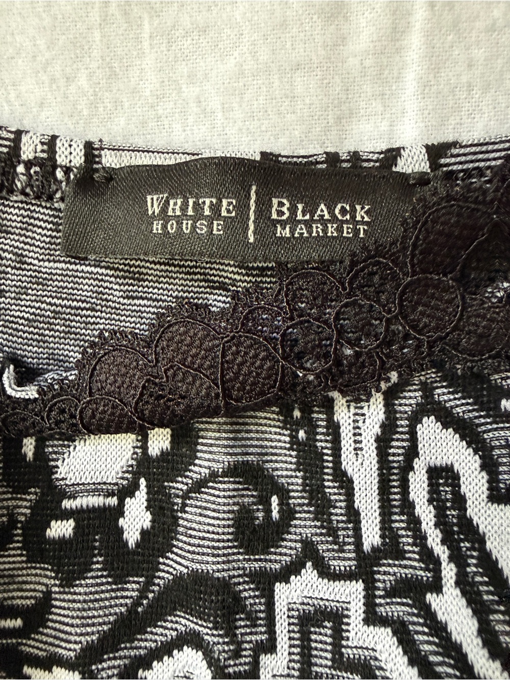 White House Black Market Black & White Lace-Trim Camisole